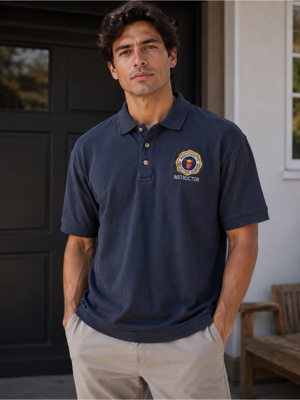 Vintage Massachusetts Firefighting Academy Instructor Polo Shirt Size XXL